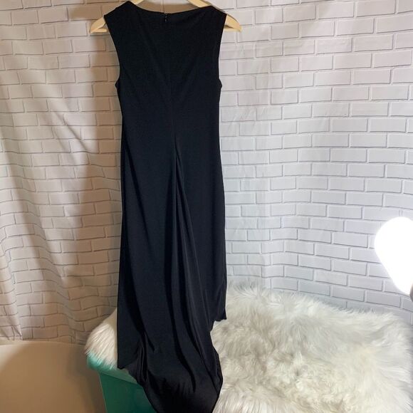 David Meister Asymmetrical Black Sheath Dress Sz 4 - Picture 4 of 6